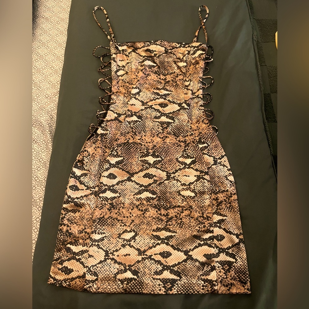 Snake print mini dress